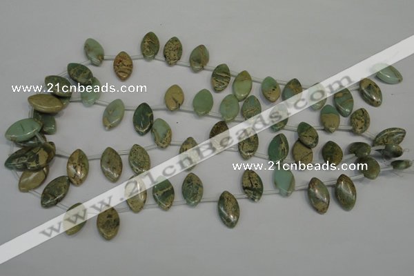 CNS218 Top-drilled 10*18mm marquise natural serpentine jasper beads