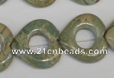 CNS220 15.5 inches 25*25mm heart donut natural serpentine jasper beads