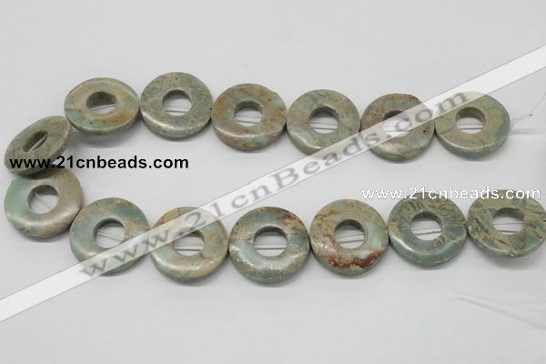 CNS23 16 inches 30mm flat round natural serpentine jasper beads