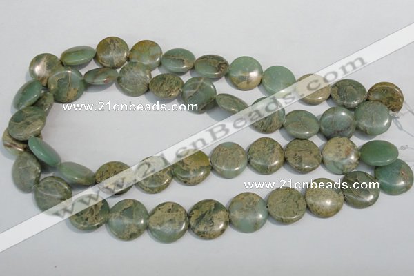 CNS232 15.5 inches 18mm flat round natural serpentine jasper beads