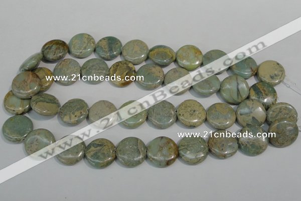 CNS233 15.5 inches 20mm flat round natural serpentine jasper beads