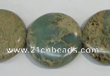 CNS234 15.5 inches 25mm flat round natural serpentine jasper beads