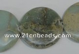 CNS235 15.5 inches 30mm flat round natural serpentine jasper beads