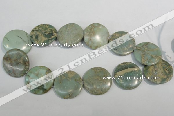 CNS236 15.5 inches 35mm flat round natural serpentine jasper beads