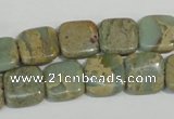 CNS250 15.5 inches 12*12mm square natural serpentine jasper beads