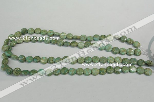 CNS280 15.5 inches 10mm flat round natural serpentine jasper beads