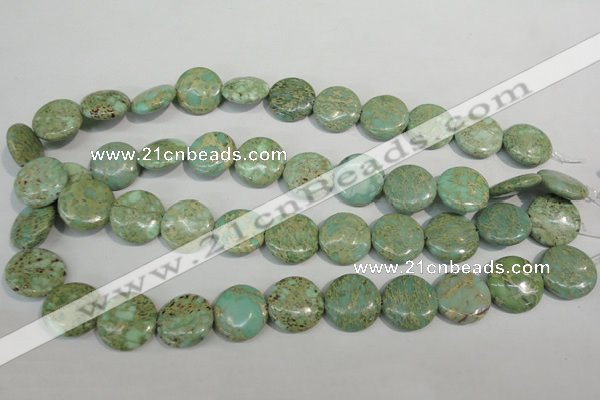 CNS284 15.5 inches 18mm flat round natural serpentine jasper beads