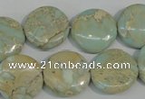 CNS286 15.5 inches 18mm flat round natural serpentine jasper beads