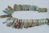 CNS300 Top drilled 10*25mm - 12*50mm sticks serpentine jasper beads