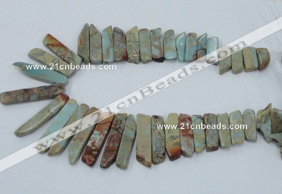 CNS300 Top drilled 10*25mm - 12*50mm sticks serpentine jasper beads