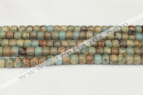 CNS306 15.5 inches 6*8mm rondelle serpentine jasper beads