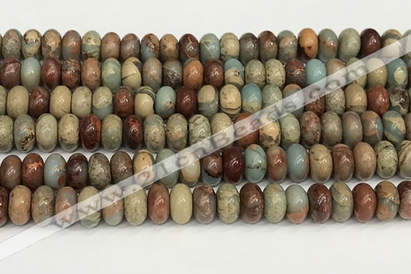 CNS326 15.5 inches 6*10mm rondelle serpentine jasper beads