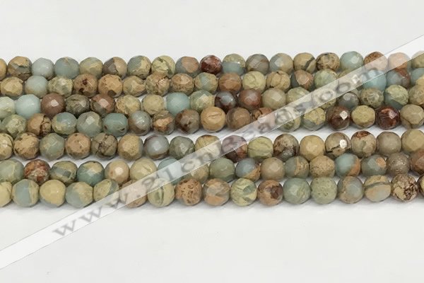 CNS341 15.5 inches 6mm faceted round serpentine jasper beads