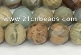 CNS342 15.5 inches 8mm faceted round serpentine jasper beads