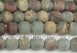 CNS344 15.5 inches 4mm round matte serpentine jasper beads