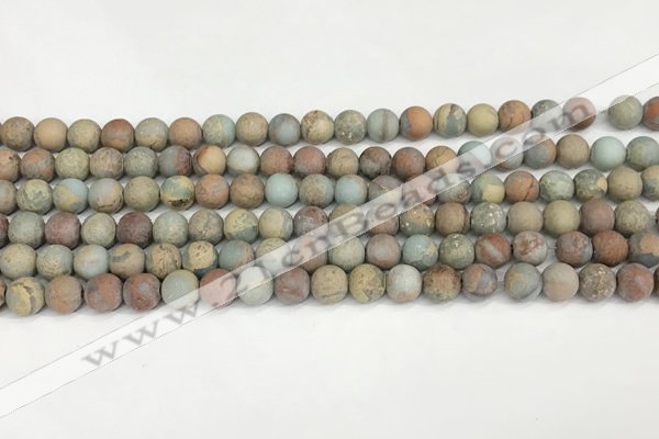 CNS346 15.5 inches 8mm round matte serpentine jasper beads