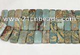 CNS353 7.5 inches 10*20mm rectangle double drilled serpentine jasper beads