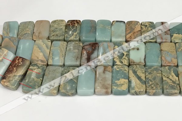 CNS353 7.5 inches 10*20mm rectangle double drilled serpentine jasper beads