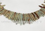 CNS355 Top drilled 5*15mm - 6*45mm sticks serpentine jasper beads