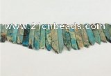 CNS357 Top drilled 8*15mm - 10*60mm sticks serpentine jasper beads