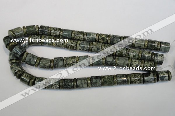 CNS418 15.5 inches 4*14mm rondelle & 12*14mm tube serpentine jasper beads
