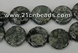 CNS420 15.5 inches 14mm flat round natural serpentine jasper beads