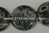 CNS425 15.5 inches 30mm flat round natural serpentine jasper beads