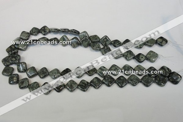CNS428 15.5 inches 12*12mm diamond natural serpentine jasper beads