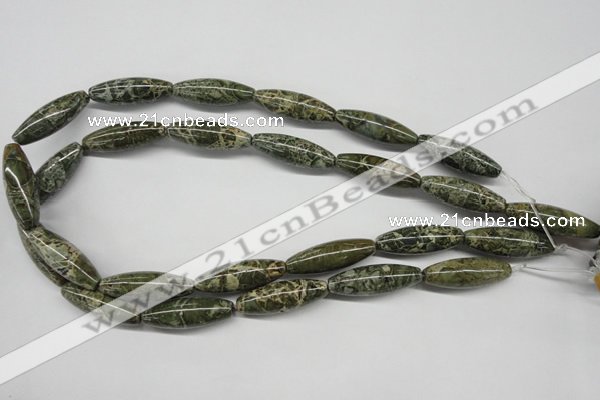 CNS519 15.5 inches 10*30mm rice natural serpentine jasper beads