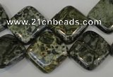 CNS530 15.5 inches 16*16mm diamond natural serpentine jasper beads