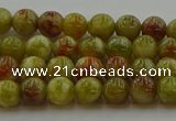 CNS601 15.5 inches 6mm round green dragon serpentine jasper beads