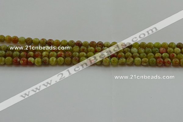 CNS601 15.5 inches 6mm round green dragon serpentine jasper beads