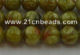 CNS603 15.5 inches 10mm round green dragon serpentine jasper beads