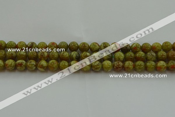 CNS603 15.5 inches 10mm round green dragon serpentine jasper beads