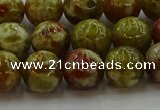 CNS604 15.5 inches 12mm round green dragon serpentine jasper beads