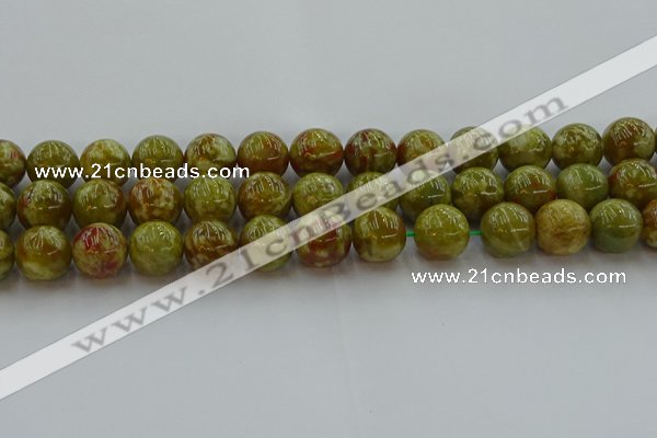 CNS606 15.5 inches 16mm round green dragon serpentine jasper beads