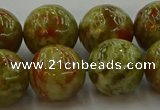 CNS607 15.5 inches 18mm round green dragon serpentine jasper beads