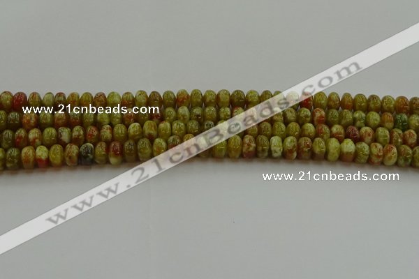 CNS610 15.5 inches 4*6mm rondelle green dragon serpentine jasper beads