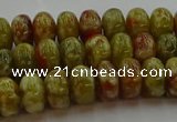 CNS612 15.5 inches 6*10mm rondelle green dragon serpentine jasper beads