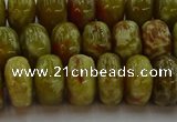 CNS614 15.5 inches 8*14mm rondelle green dragon serpentine jasper beads