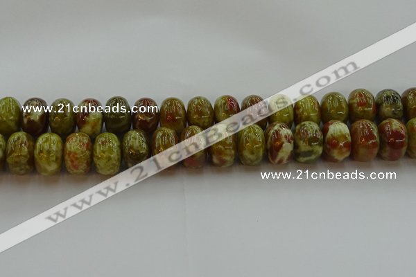 CNS616 15.5 inches 12*18mm rondelle green dragon serpentine jasper beads