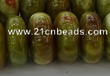 CNS617 15.5 inches 10*20mm rondelle green dragon serpentine jasper beads