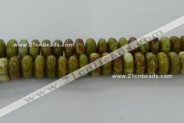 CNS617 15.5 inches 10*20mm rondelle green dragon serpentine jasper beads