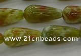 CNS618 15.5 inches 8*16mm teardrop green dragon serpentine jasper beads