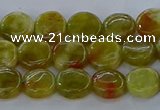 CNS619 15.5 inches 8mm flat round green dragon serpentine jasper beads