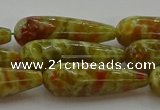 CNS620 15.5 inches 10*30mm teardrop green dragon serpentine jasper beads