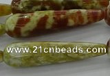 CNS621 15.5 inches 10*40mm teardrop green dragon serpentine jasper beads