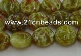 CNS622 15.5 inches 10mm flat round green dragon serpentine jasper beads