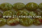 CNS631 15.5 inches 10*14mm oval green dragon serpentine jasper beads