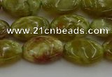 CNS632 15.5 inches 12*16mm oval green dragon serpentine jasper beads